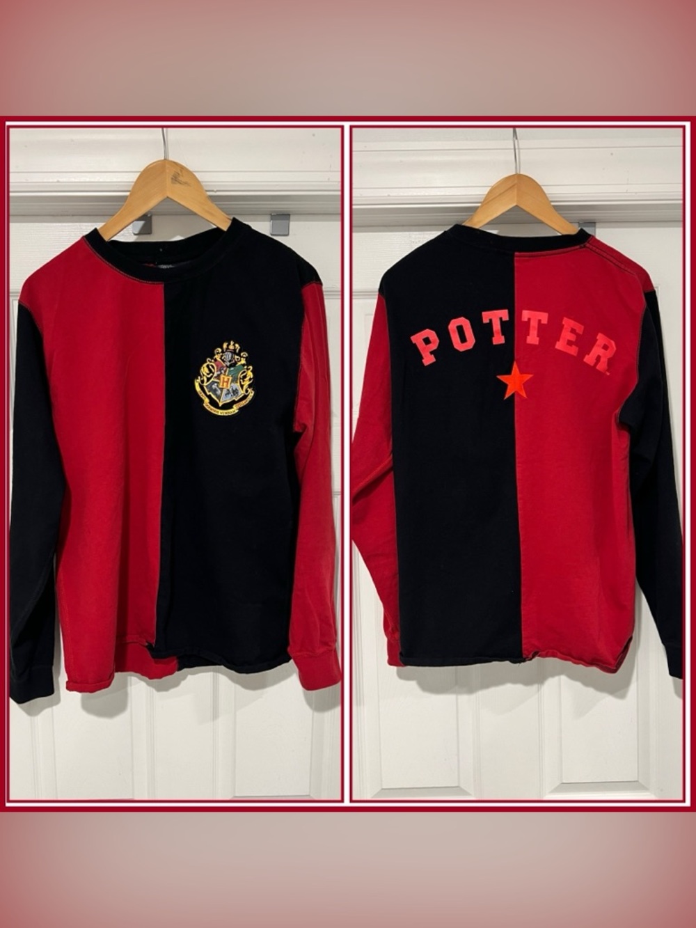 Hogwarts Crest Long Sleeve Harry Potter Shirt Mens Large